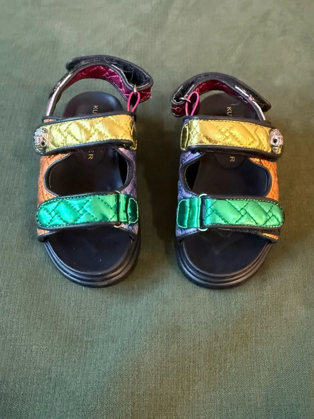 Kurt Geiger Kids Rainbow Metallic Strap Sandals - Green/Gold/Purple 7C